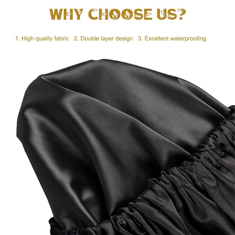Amamba Shower Cap For Women,Double Lined Shower Cap,Real Satin Cap,Adjustable Size,Suitable For All Male And Female Hair Caps - Image 2